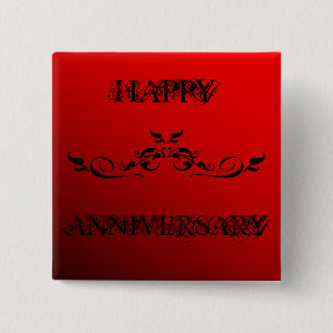 Happy Anniversary Two Tone Red 15 Cm Square Badge
