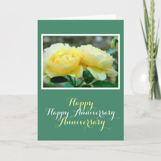 HAPPY ANNIVERSARY/TWO YELLOW ROSES CARD (Front)