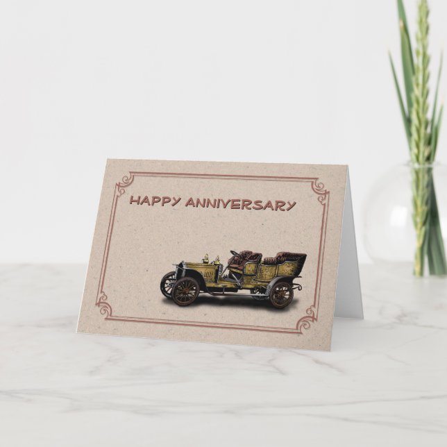 Happy Anniversary Vintage Car Card (Front)