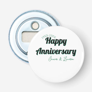 Happy anniversary wedding name date year green bla bottle opener