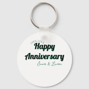 Happy anniversary wedding name date year green bla key ring