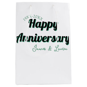 Happy anniversary wedding name date year green bla medium gift bag