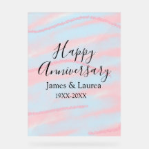 Happy anniversary wedding name date year pastel 