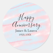 Happy anniversary wedding name date year pastel 