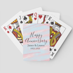 Happy anniversary wedding name date year pastel  playing cards