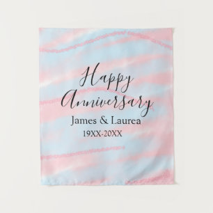 Happy anniversary wedding name date year pastel  tapestry