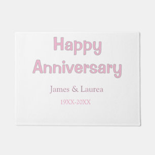 Happy anniversary wedding name date year pink grey doormat