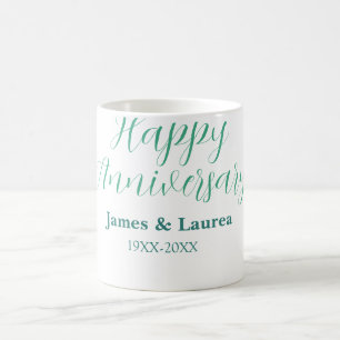Happy anniversary wedding name date year simple mi coffee mug