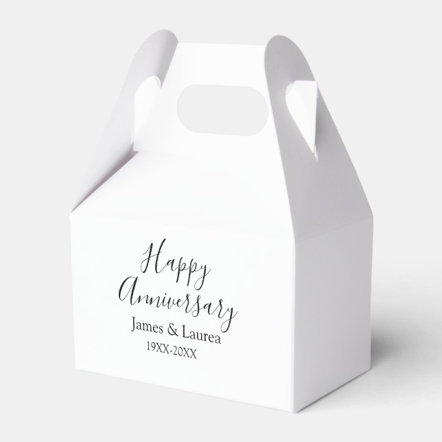 Happy anniversary wedding name date year simple mi favour box (Front Side)