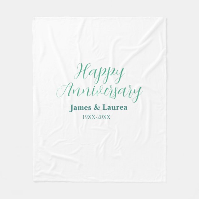Happy anniversary wedding name date year simple mi fleece blanket (Front)