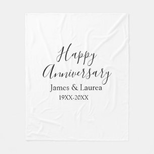 Happy anniversary wedding name date year simple mi fleece blanket