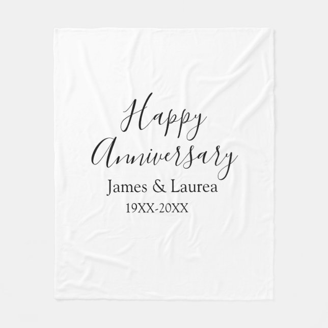 Happy anniversary wedding name date year simple mi fleece blanket (Front)
