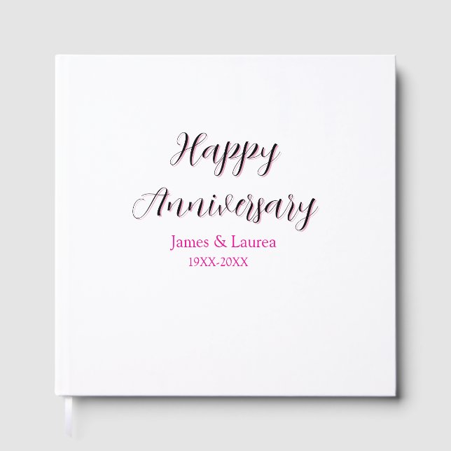 Happy anniversary wedding name date year simple mi guest book (Front)