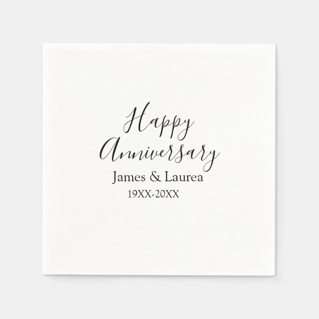 Happy anniversary wedding name date year simple mi napkin (Front)