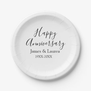 Happy anniversary wedding name date year simple mi paper plate