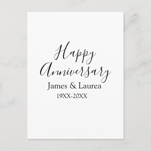 Happy anniversary wedding name date year simple mi postcard (Front)