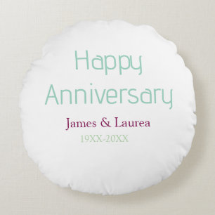 Happy anniversary wedding name date year simple mi round cushion