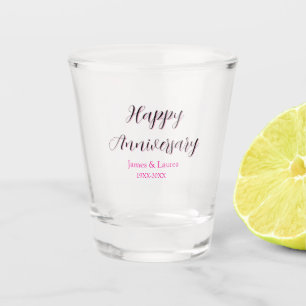 Happy anniversary wedding name date year simple mi shot glass