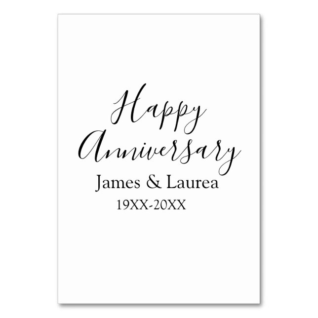 Happy anniversary wedding name date year simple mi table number (Front)