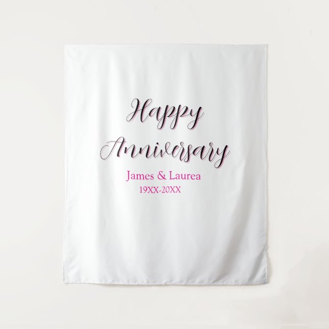 Happy anniversary wedding name date year simple mi tapestry (Front)