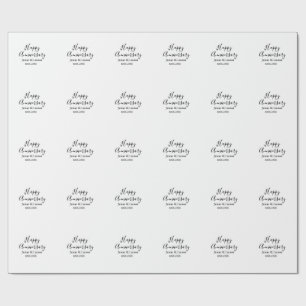 Happy anniversary wedding name date year simple mi wrapping paper