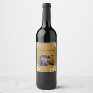 Happy Anniversary wedding Wine Label