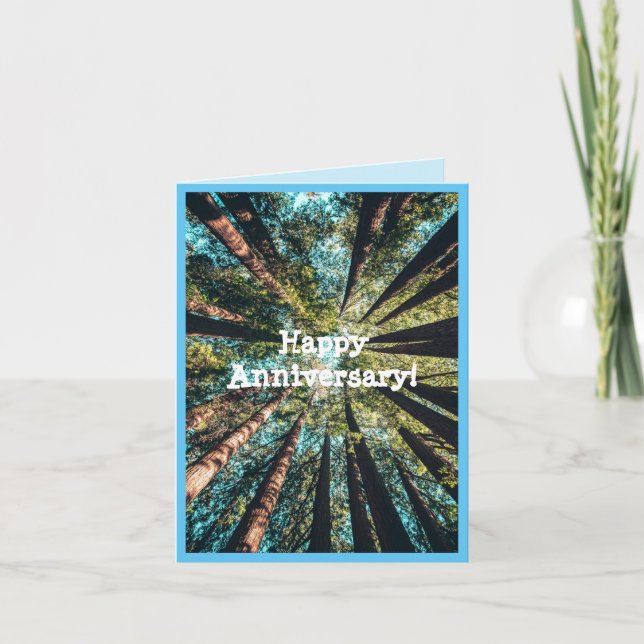 Happy Anniversary with forest trees Greeting Card (Front)