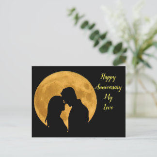Happy anniversary with lovely couple postcard