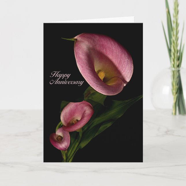 Happy Anniversary with Pink Calla Lily Card (Front)