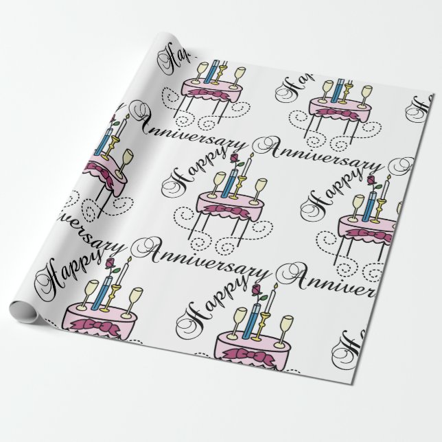 Happy Anniversary Wrapping Paper (Unrolled)