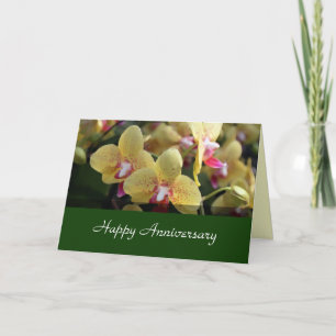 Happy anniversary, yellow orchid flowers card