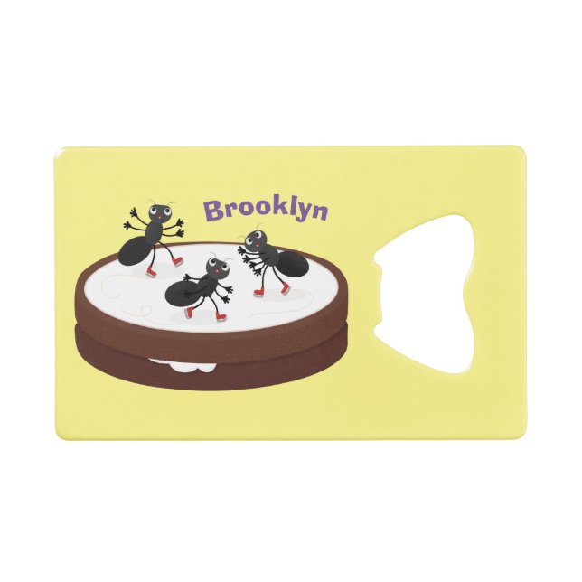 Happy ants ice skating on cookie cartoon (Front (Horizontal))