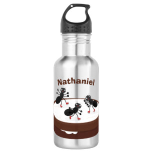 Happy ants ice skating on cookie cartoon 532 ml water bottle