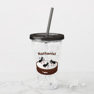 Happy ants ice skating on cookie cartoon acrylic tumbler