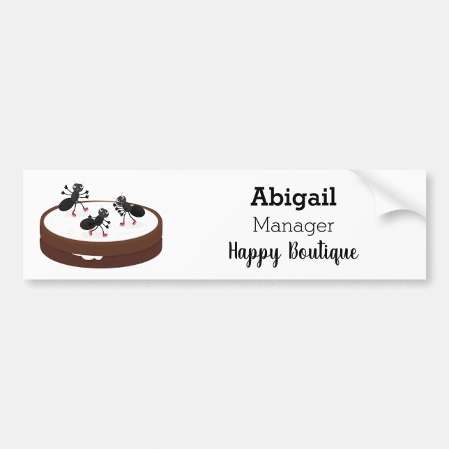 Happy ants ice skating on cookie cartoon bumper sticker (Front)