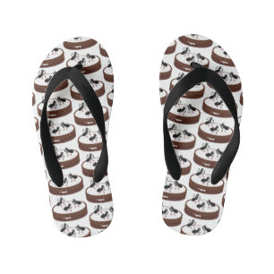 Happy ants ice skating on cookie cartoon kid's jandals
