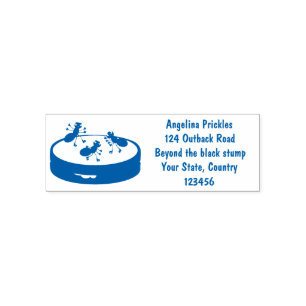 Happy ants ice skating on cookie cartoon self-inking stamp