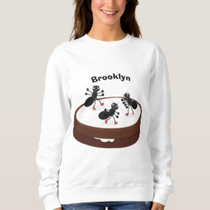 Happy ants ice skating on cookie cartoon sweatshirt