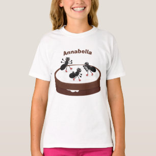 Happy ants ice skating on cookie cartoon T-Shirt