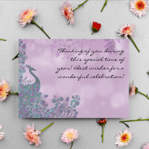 Happy Any Mother's Day, Lavender Peacock Design, Holiday Card