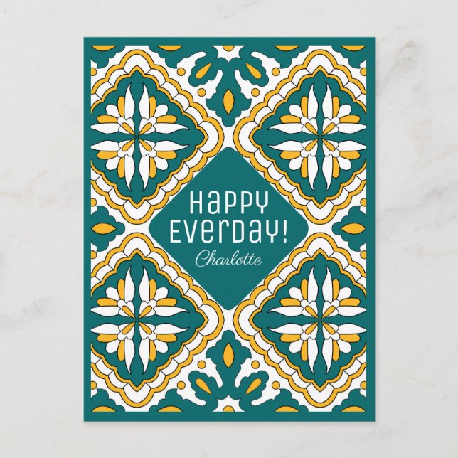Happy {anything] With name💛💚 Beautiful Moroccan Postcard (Front)