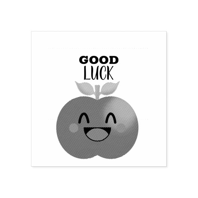 Happy Apple Smile Motivation Good Luck Rubber Stamp (Imprint)