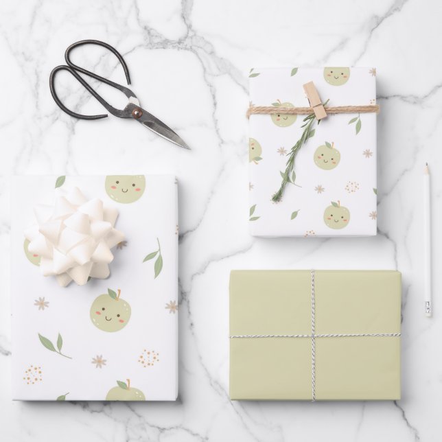 Happy Apples Pattern - Wrapping Paper Set (Front)