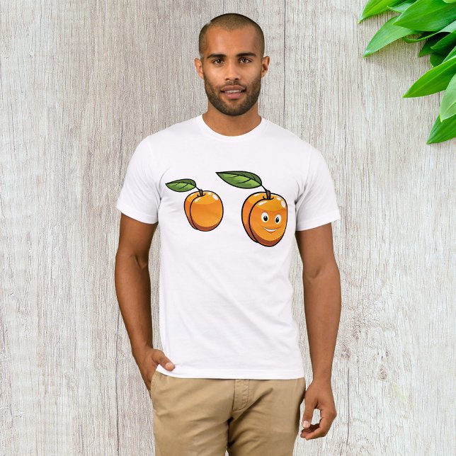 Happy Apricot Fruit with Leaf Smiling Face T-Shirt (Creator Uploaded)