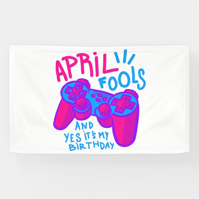 happy April Fools Day birthday gamer Banner (Horizontal)