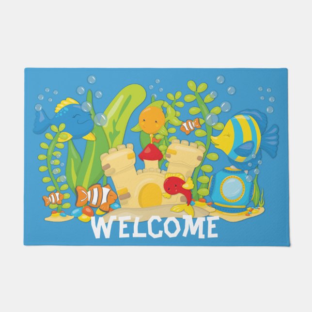 Happy Aquarium Fish Doormat (Front)