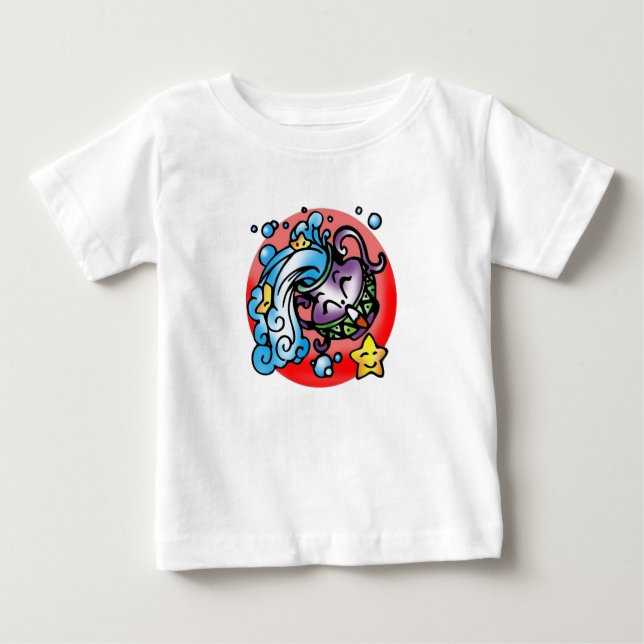 Happy Aquarius Purple Cartoon Vase spilling water Baby T-Shirt (Front)