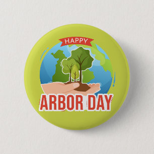 Happy Arbor Day 6 Cm Round Badge