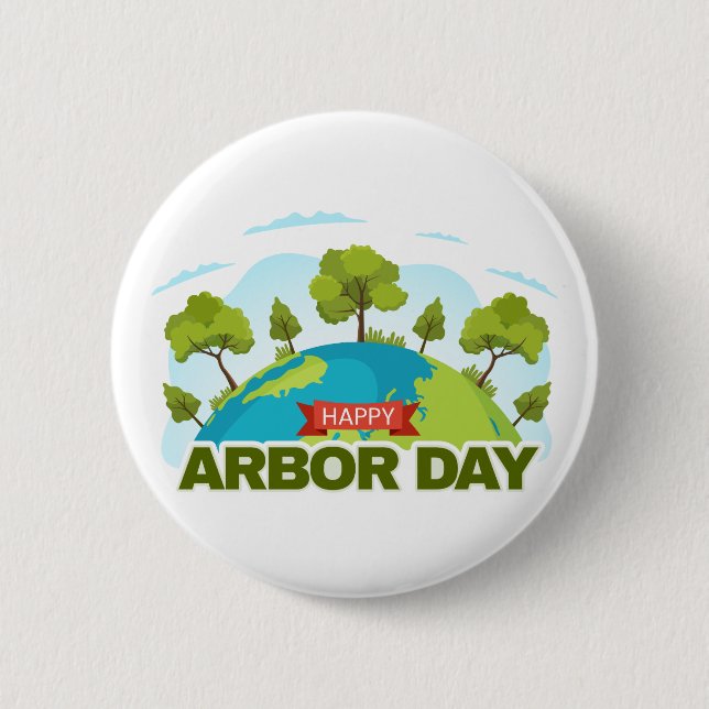 Happy Arbor Day 6 Cm Round Badge (Front)