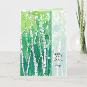 Happy Arbor Day Aspen Trees Watercolor Card